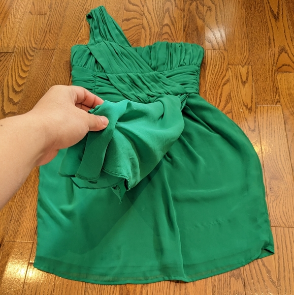 H&M One shoulder Cocktail Party Pleated Draped Green Dress size 8 - Picture 7 of 7
